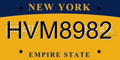 HVM8982 New York License Plate