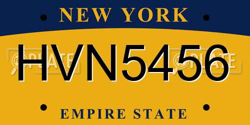 HVN5456 New York License Plate