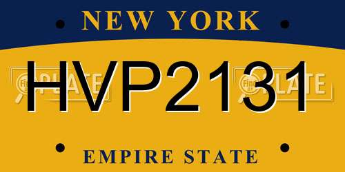 HVP2131 New York License Plate