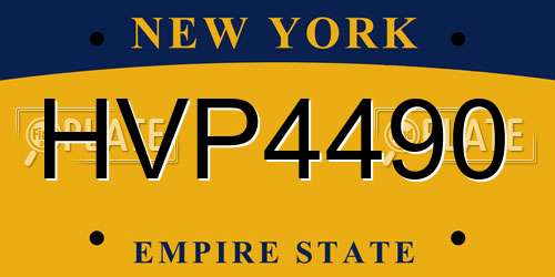 HVP4490 New York License Plate