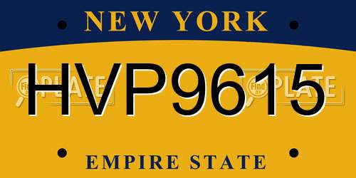 HVP9615 New York License Plate
