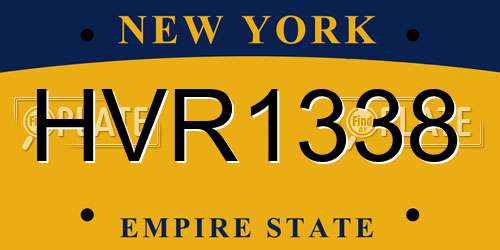 HVR1338 New York License Plate