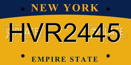 HVR2445 New York License Plate