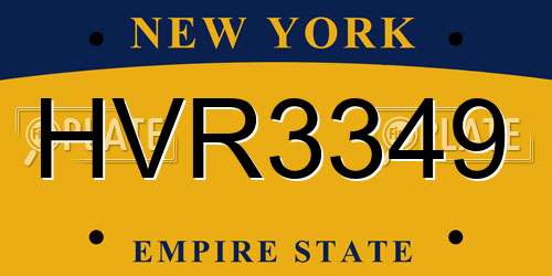 HVR3349 New York License Plate