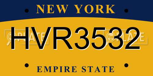 HVR3532 New York License Plate