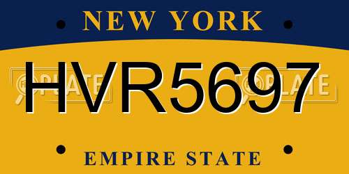 HVR5697 New York License Plate
