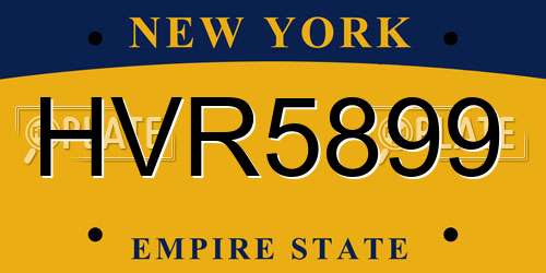 HVR5899 New York License Plate