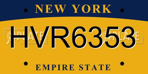 HVR6353 New York License Plate