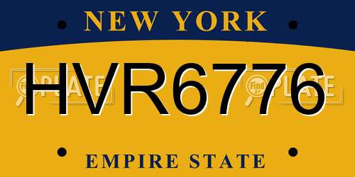 HVR6776 New York License Plate