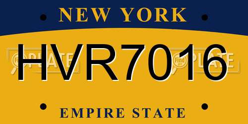 HVR7016 New York License Plate