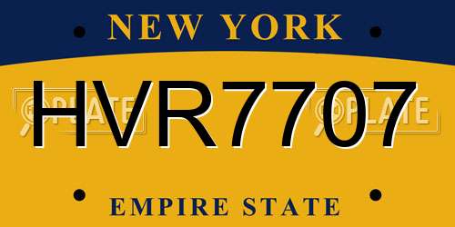 HVR7707 New York License Plate