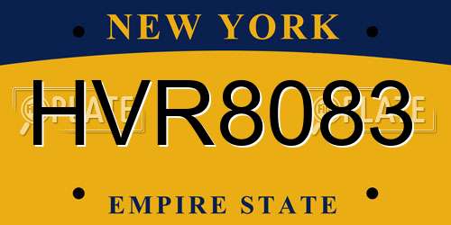 HVR8083 New York License Plate