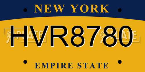 HVR8780 New York License Plate