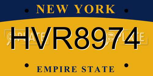 HVR8974 New York License Plate