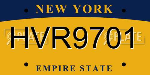 HVR9701 New York License Plate