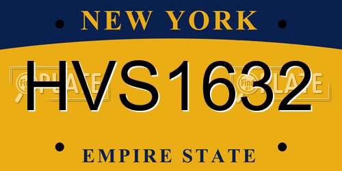 HVS1632 New York License Plate