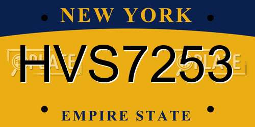 HVS7253 New York License Plate