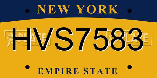 HVS7583 New York License Plate