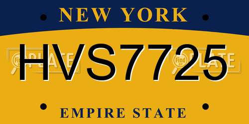HVS7725 New York License Plate