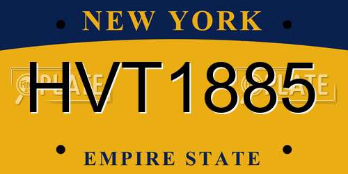 HVT1885 New York License Plate