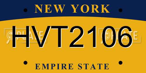 HVT2106 New York License Plate