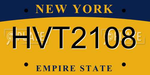HVT2108 New York License Plate