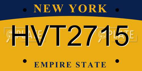 HVT2715 New York License Plate