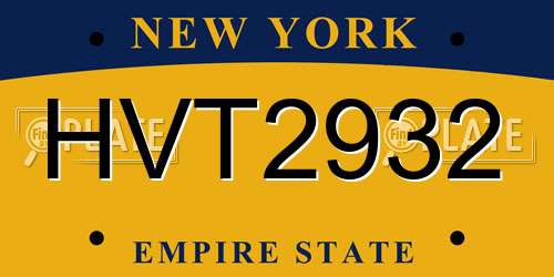 HVT2932 New York License Plate