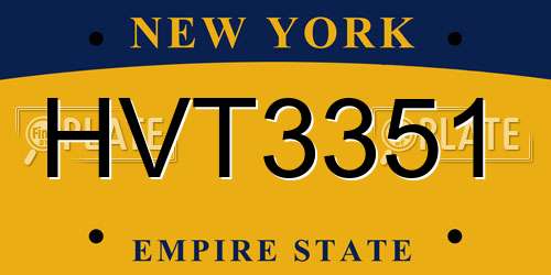 HVT3351 New York License Plate