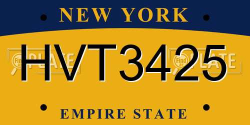HVT3425 New York License Plate