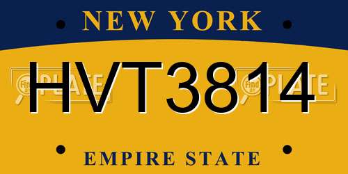 HVT3814 New York License Plate