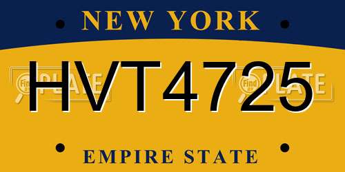 HVT4725 New York License Plate