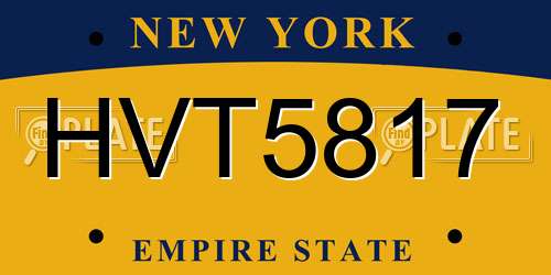 HVT5817 New York License Plate