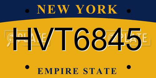 HVT6845 New York License Plate