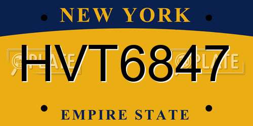 HVT6847 New York License Plate