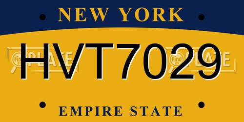 HVT7029 New York License Plate