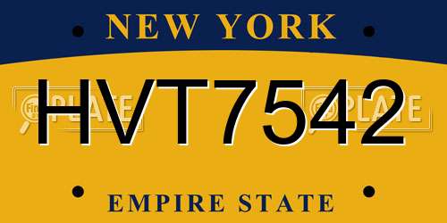 HVT7542 New York License Plate