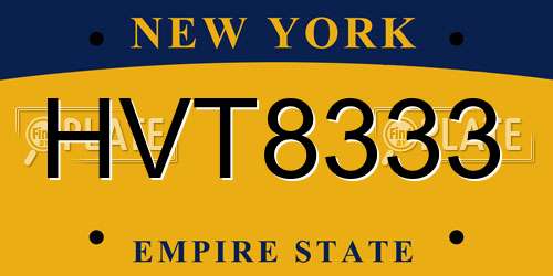 HVT8333 New York License Plate