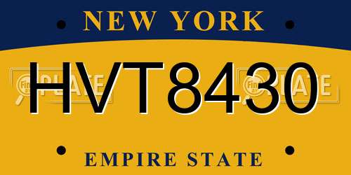 HVT8430 New York License Plate