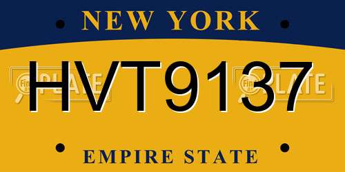 HVT9137 New York License Plate