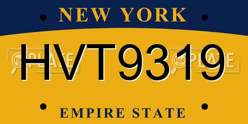 HVT9319 New York License Plate