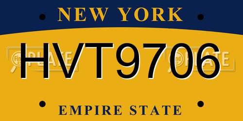 HVT9706 New York License Plate