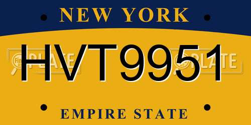 HVT9951 New York License Plate
