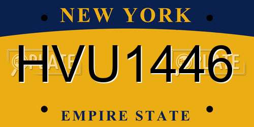 HVU1446 New York License Plate