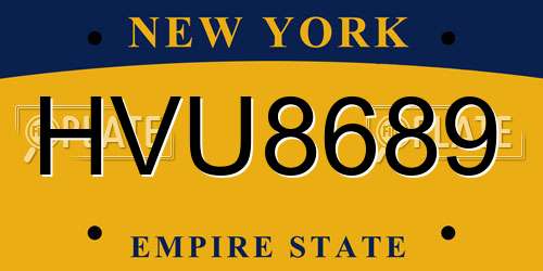HVU8689 New York License Plate