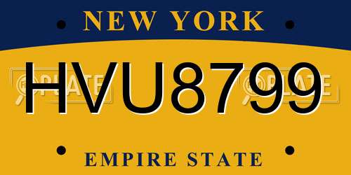 HVU8799 New York License Plate
