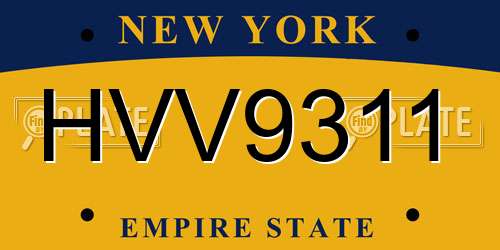 HVV9311 New York License Plate