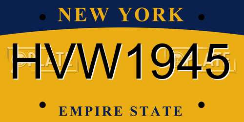 HVW1945 New York License Plate