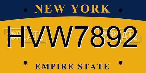 HVW7892 New York License Plate