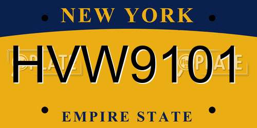 HVW9101 New York License Plate